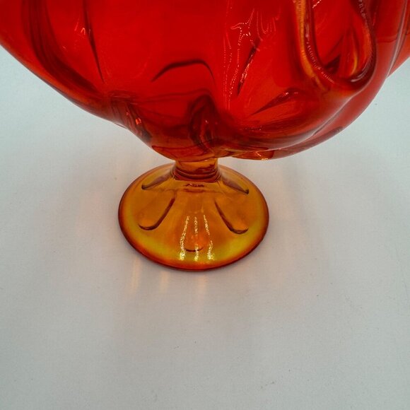 Vintage Viking Epic Swung Glass Handkerchief Vase Amberina 6 Petal Pedestal - Picture 4 of 10